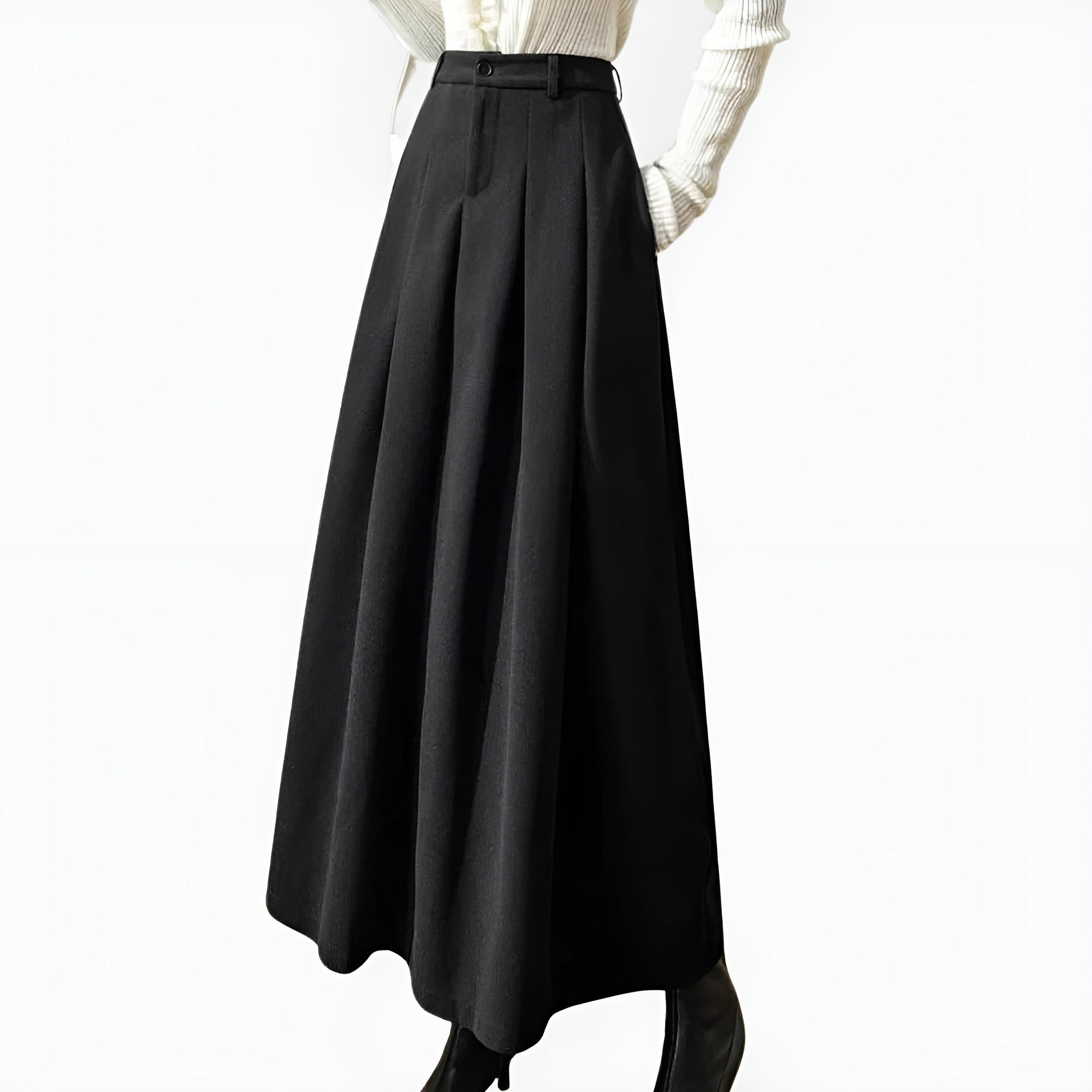 Dana | High-Waisted Pleated A-Line Maxi Skirt