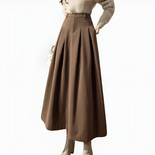 Dana | High-Waisted Pleated A-Line Maxi Skirt