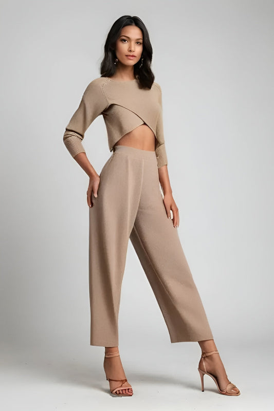 Elaina | Knit Wide-Leg Cropped Trousers