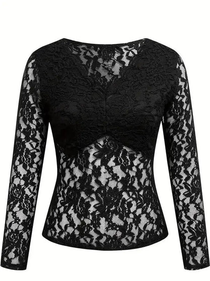 Arista - Damen Spitzenbluse Mit V Ausschnitt Und Langarm