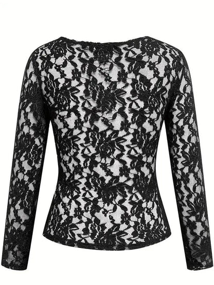 Arista - Damen Spitzenbluse Mit V Ausschnitt Und Langarm