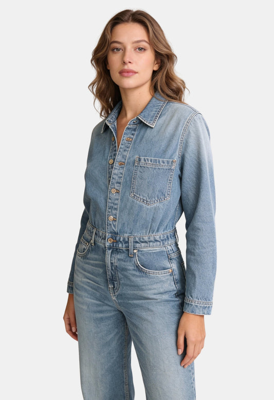 Emmeline | Denim Jumpsuit with Signature Detail