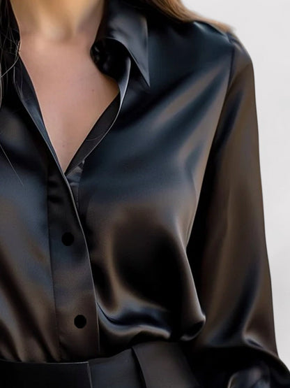 Estelle | Satin Blouse with Classic Collar