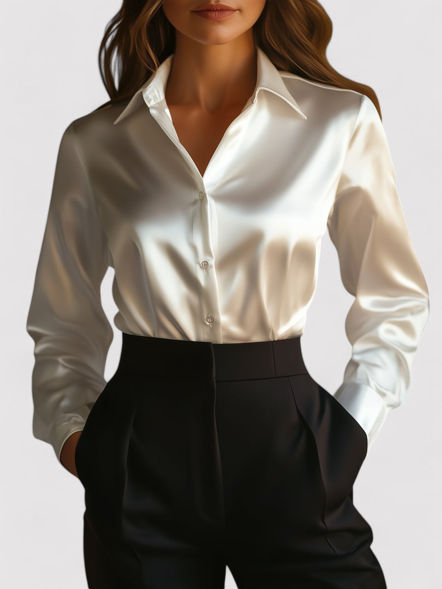 Estelle | Satin Blouse with Classic Collar