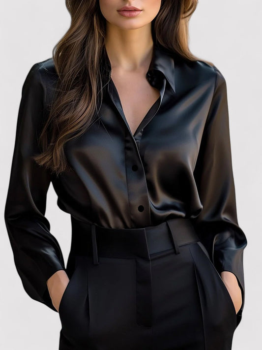 Estelle | Satin Blouse with Classic Collar