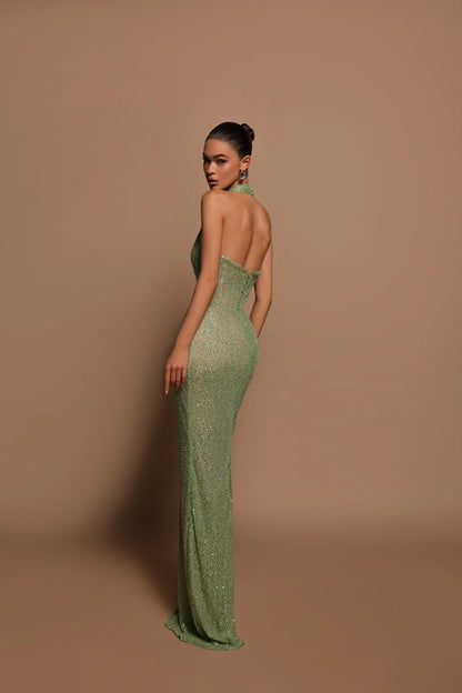 Evelyn | Halter Dress with Long Sleeves