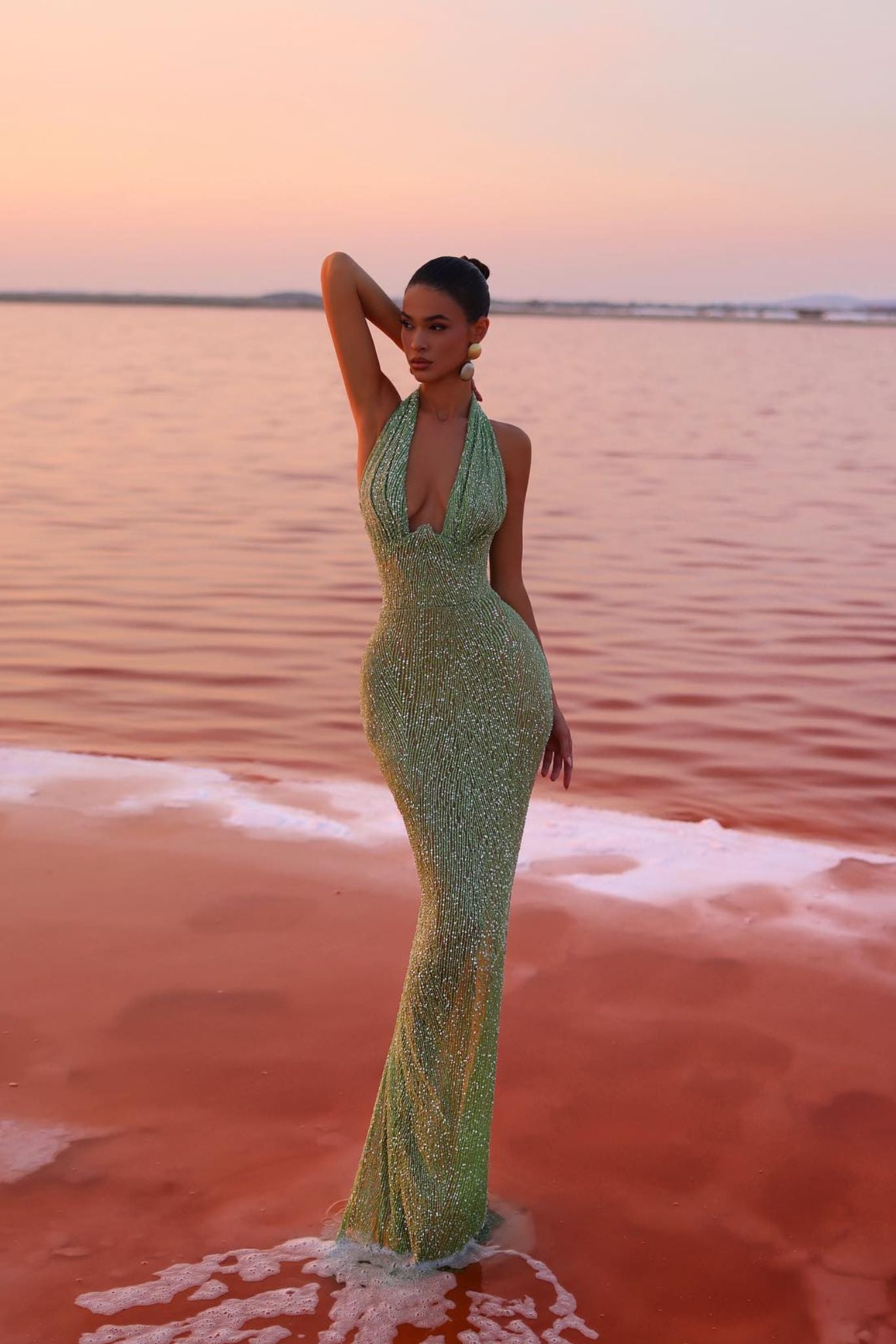 Evelyn | Halter Dress with Long Sleeves