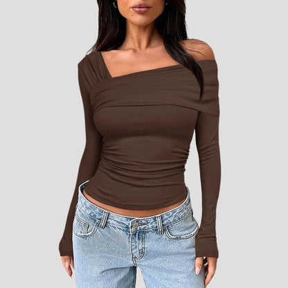 Francesca | Off-Shoulder Bardot Blouse with Draped Neckline