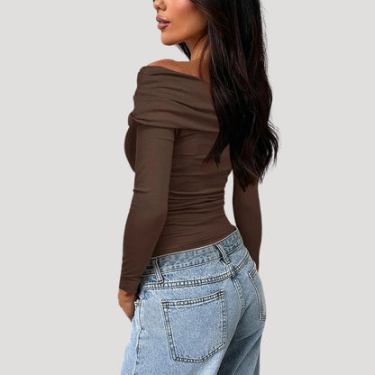 Francesca | Off-Shoulder Bardot Blouse with Draped Neckline