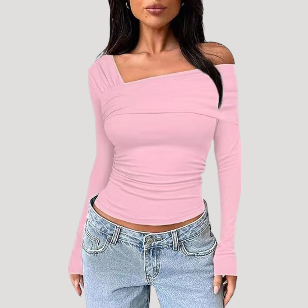 Francesca | Off-Shoulder Bardot Blouse with Draped Neckline