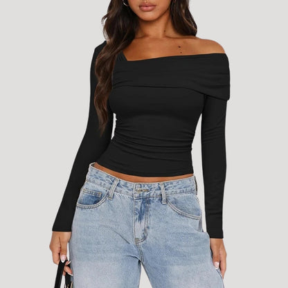 Francesca | Off-Shoulder Bardot Blouse with Draped Neckline