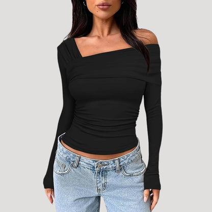 Francesca | Off-Shoulder Bardot Blouse with Draped Neckline
