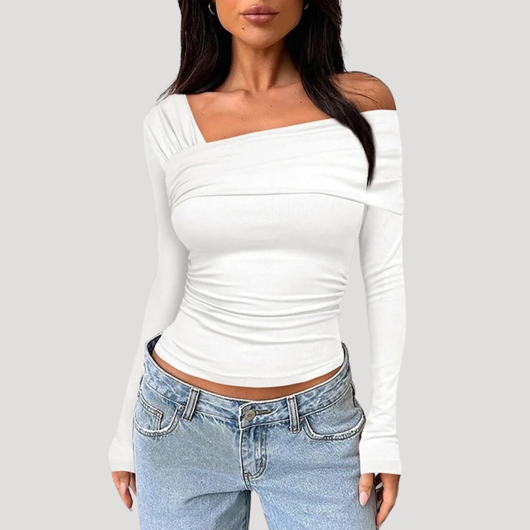 Francesca | Off-Shoulder Bardot Blouse with Draped Neckline