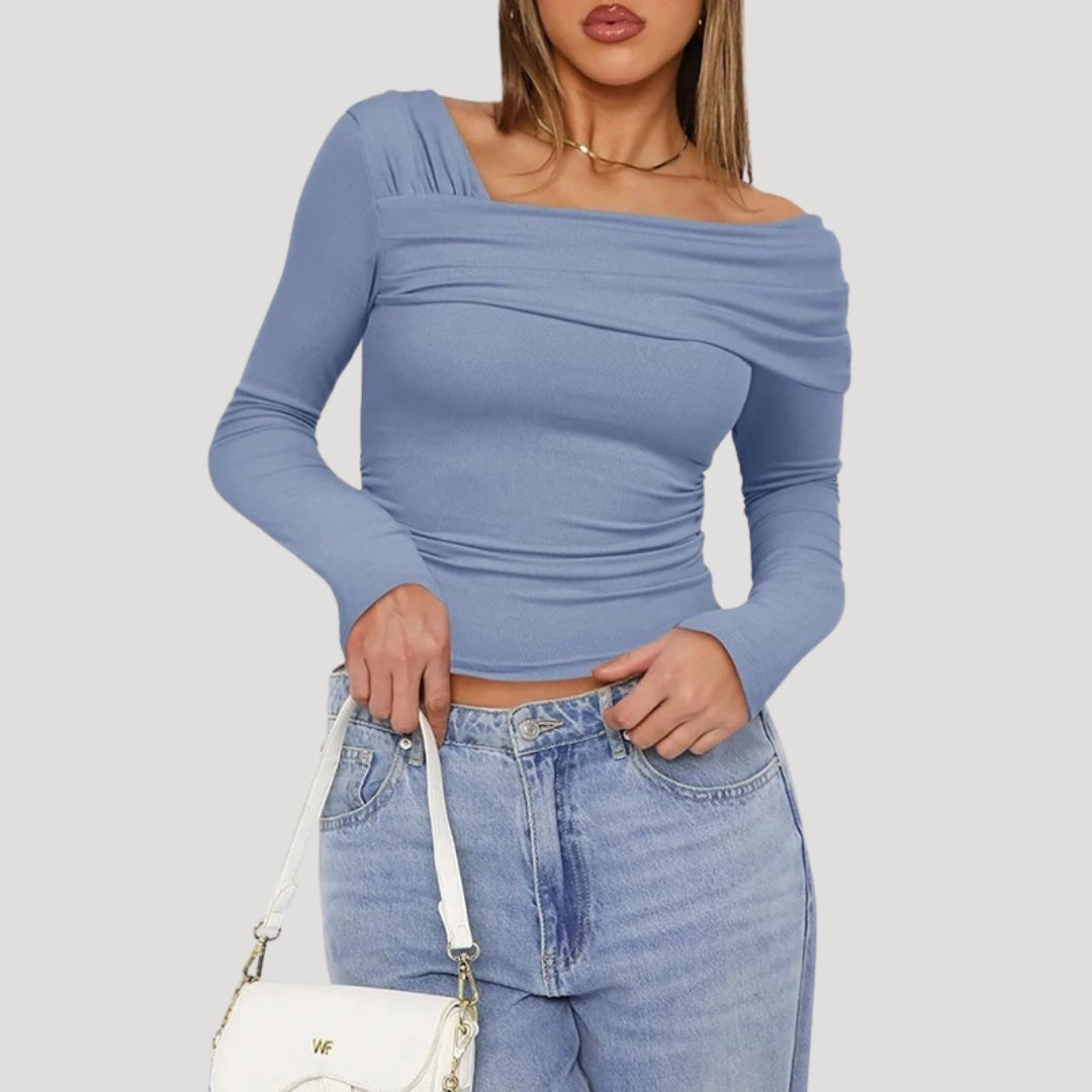 Francesca | Off-Shoulder Bardot Blouse with Draped Neckline