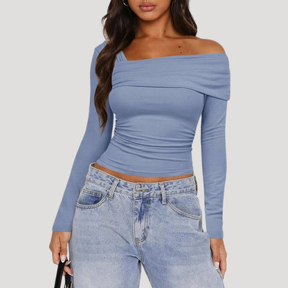 Francesca | Off-Shoulder Bardot Blouse with Draped Neckline