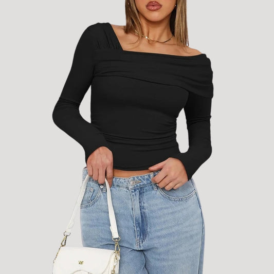 Francesca | Off-Shoulder Bardot Blouse with Draped Neckline