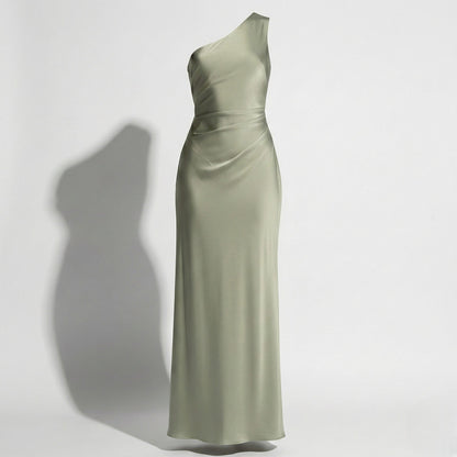 Gia | Satin One-Shoulder Maxi Dress