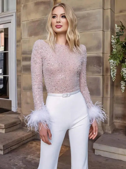 Jocelyn | Sequin Jumpsuit with Signature Detail