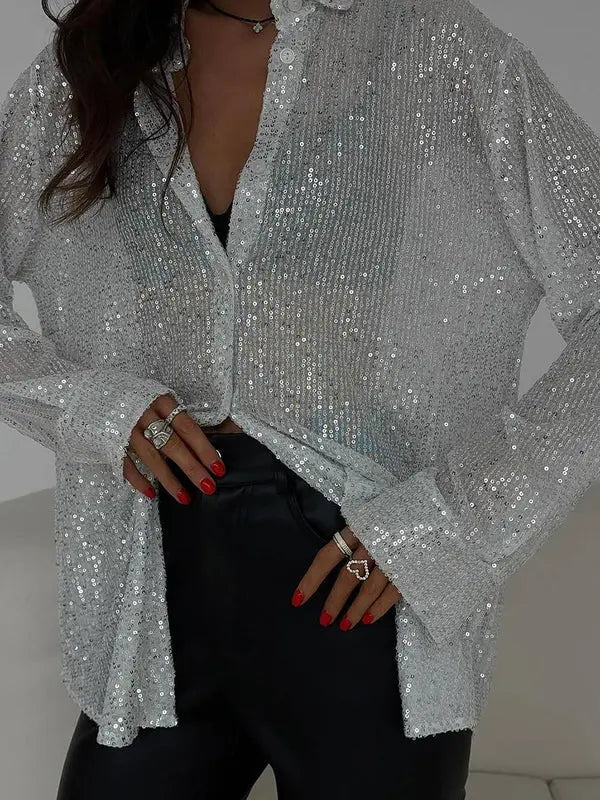Juliet | Sequin Shirt with Classic Collar