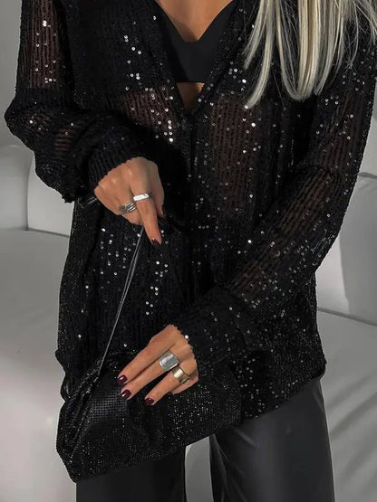 Juliet | Sequin Shirt with Classic Collar