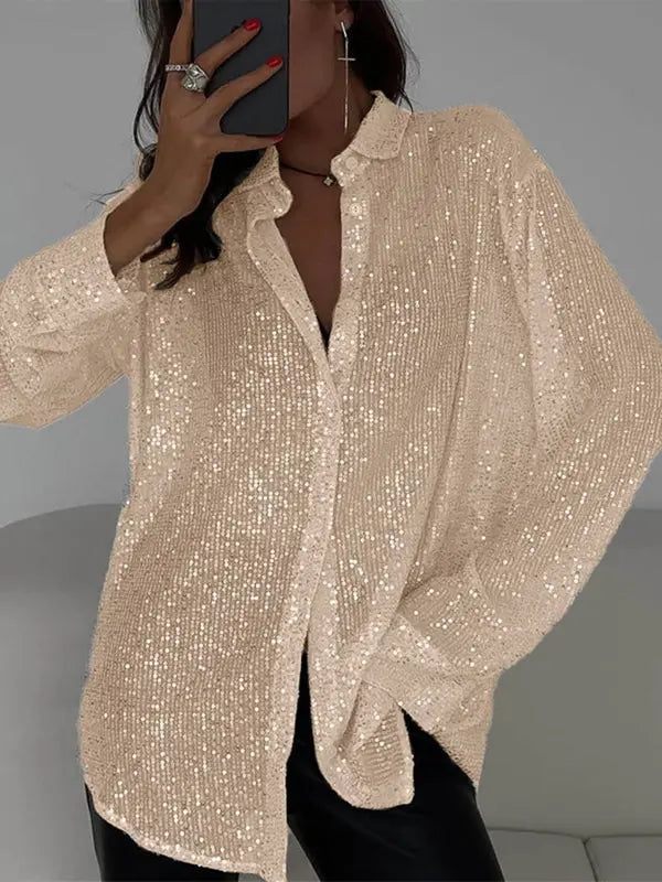 Juliet | Sequin Shirt with Classic Collar