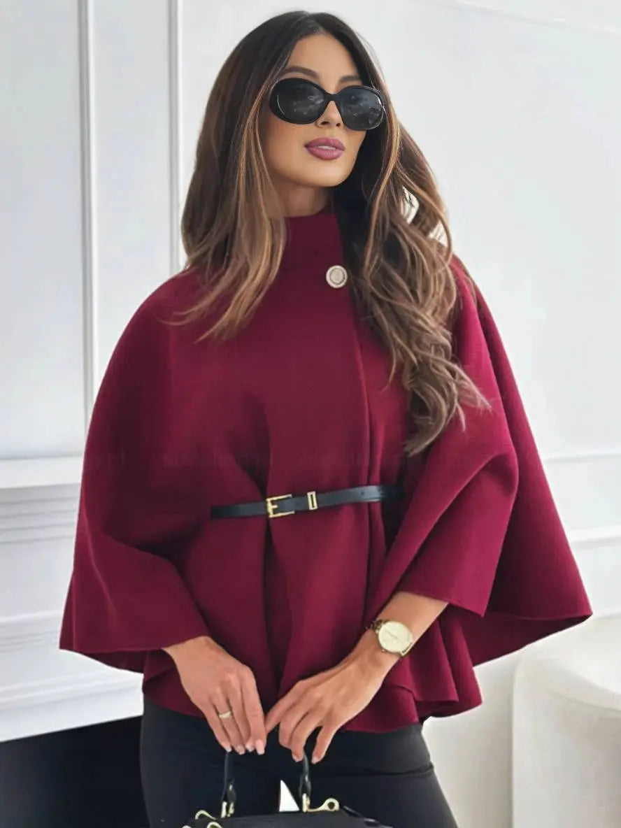 MEWE | Short Belted Poncho Coat with Button Detail Mewe London