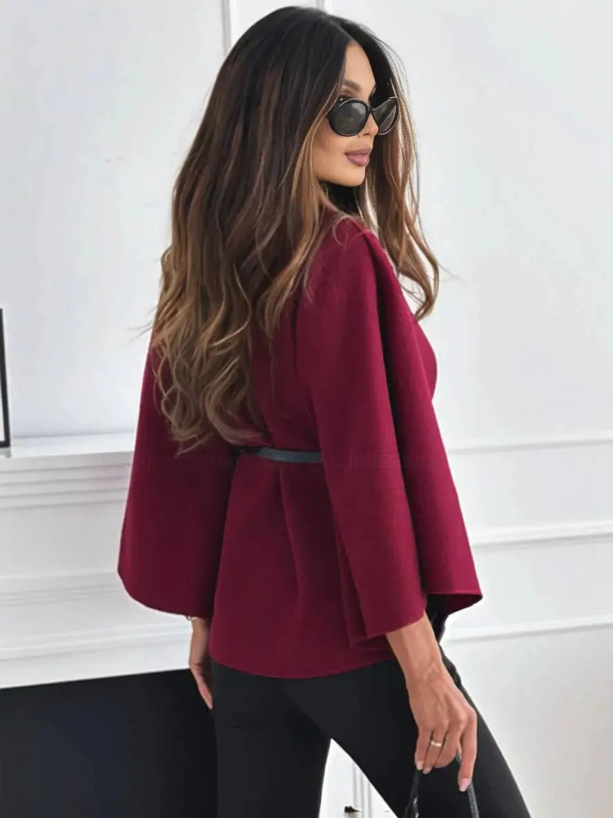 MEWE | Short Belted Poncho Coat with Button Detail Mewe London