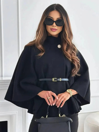 MEWE | Short Belted Poncho Coat with Button Detail Mewe London