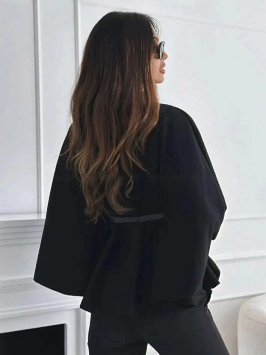 MEWE | Short Belted Poncho Coat with Button Detail Mewe London