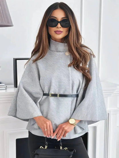 MEWE | Short Belted Poncho Coat with Button Detail Mewe London