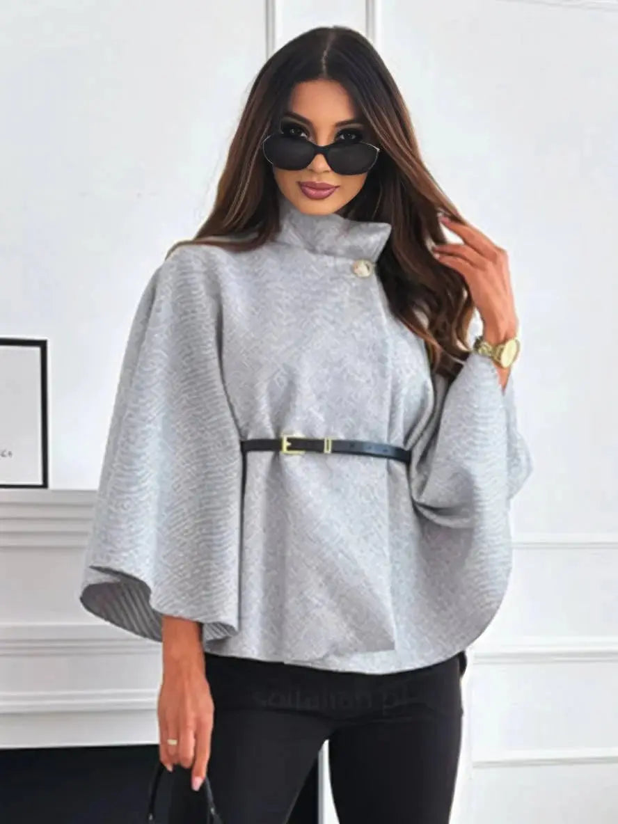 MEWE | Short Belted Poncho Coat with Button Detail Mewe London