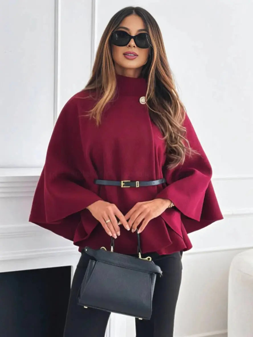 MEWE | Short Belted Poncho Coat with Button Detail Mewe London