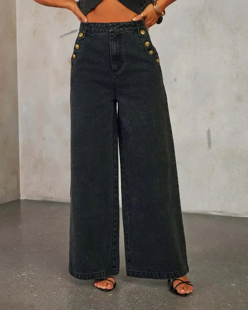 Kalina | Denim Wide-Leg Trousers with Waistcoat
