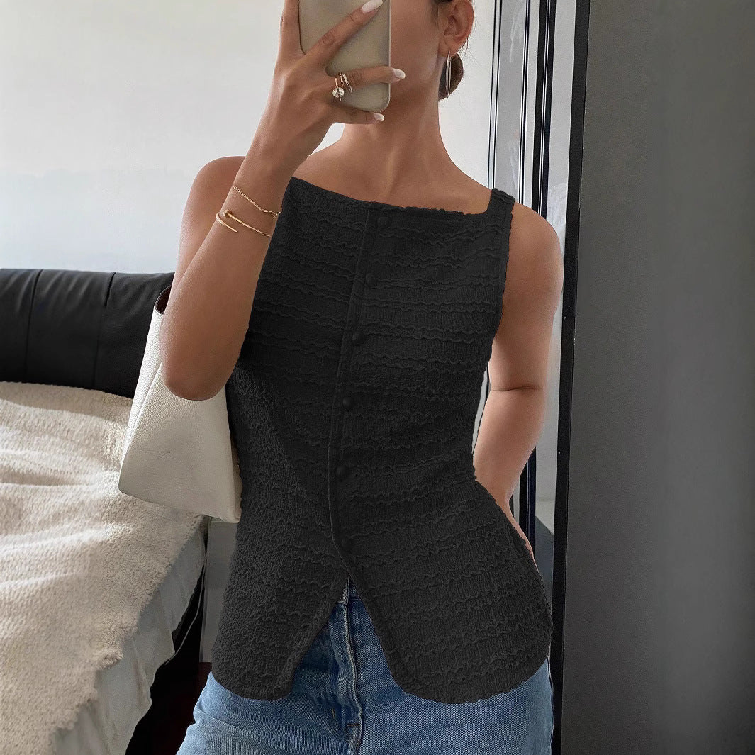 Katerina | Button-Up Tank Top with Tailored Detail
