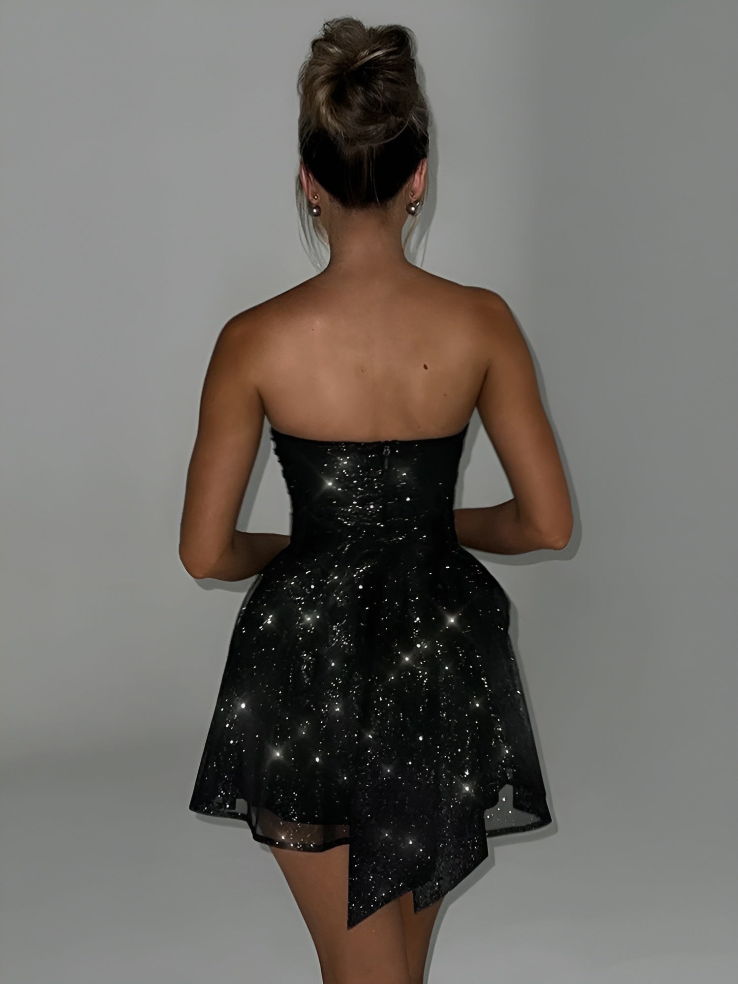 Lidia | Strapless Mini Sparkling Dress with Flared Skirt