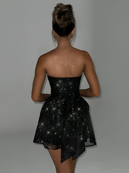 Lidia | Strapless Mini Sparkling Dress with Flared Skirt