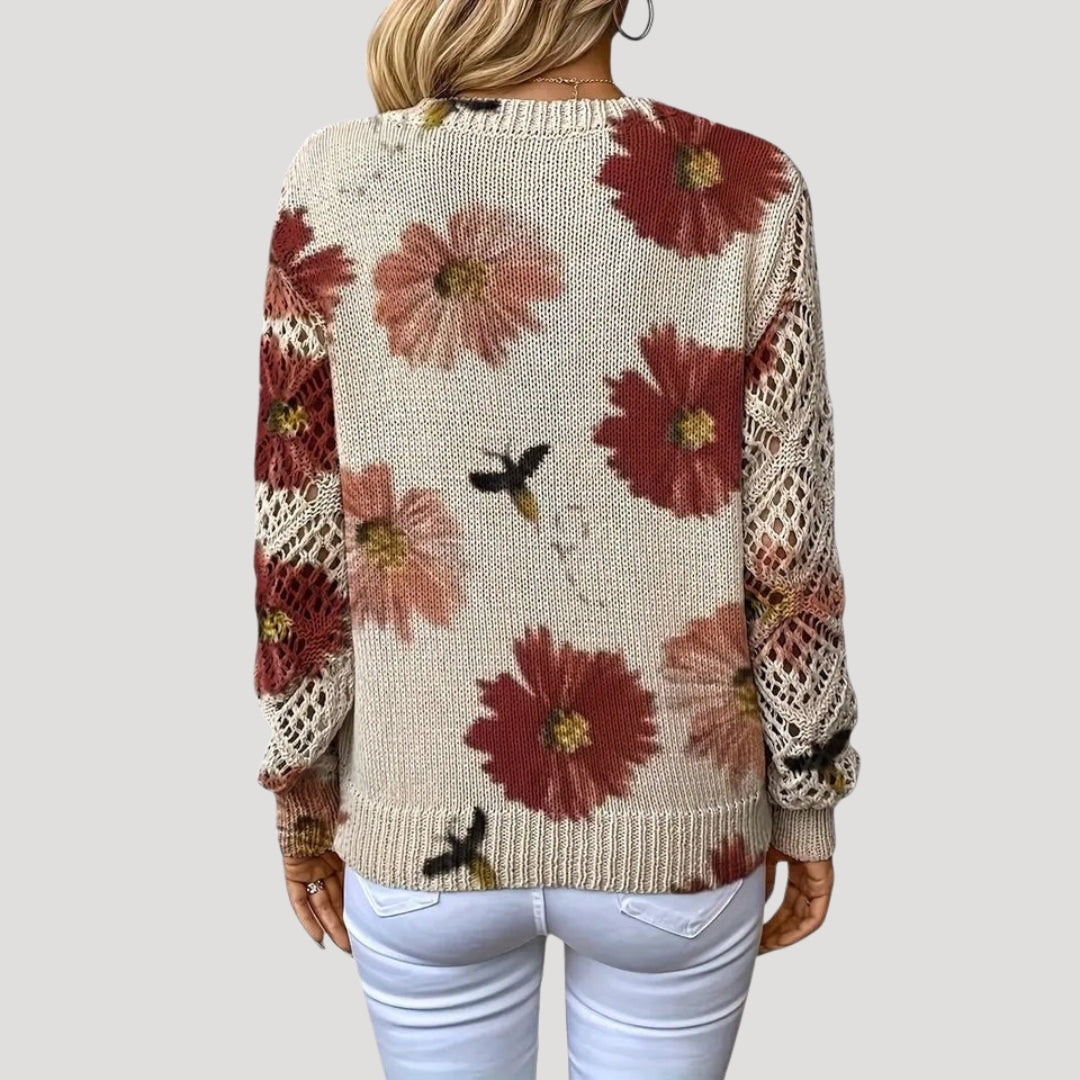 Maja | Knit V-Neck Floral Jumper
