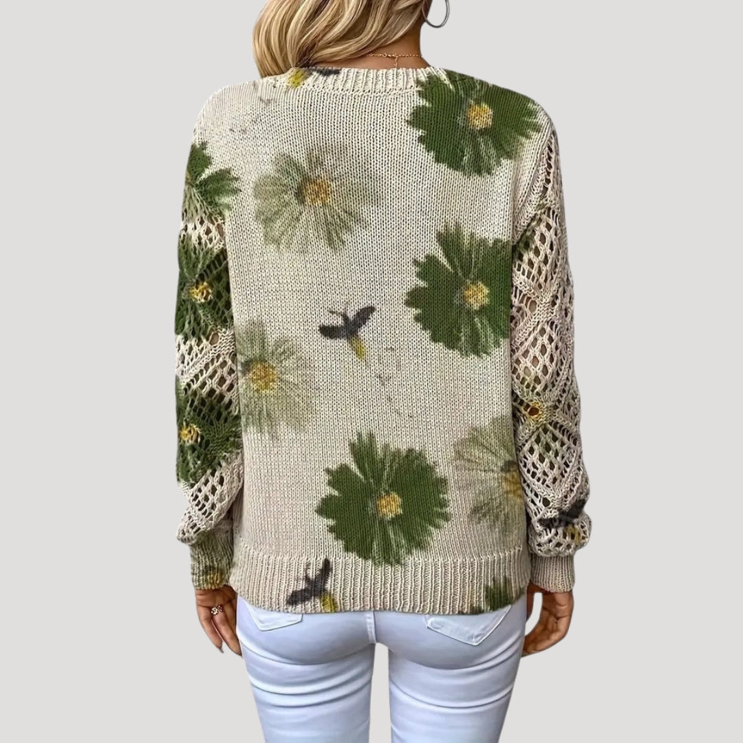Maja | Knit V-Neck Floral Jumper