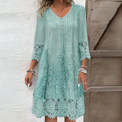 Elizabeth | Women Vintage Lace Trim Shift Dress