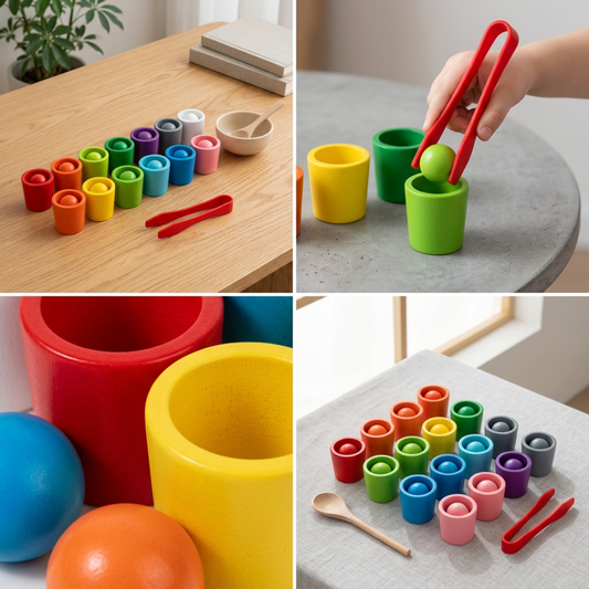 Montessori Farb-Sortierspiel aus Holz für Kleinkinder Zorenza
