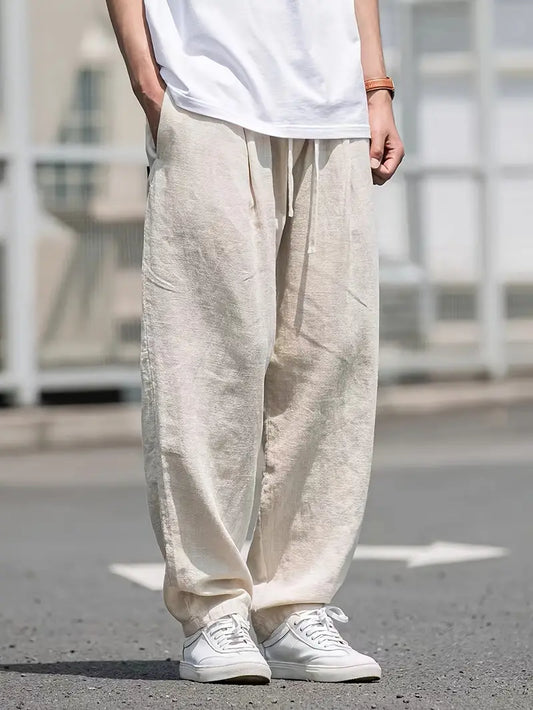 Men’s Relaxed Fit Linen-Style Pants – Lightweight Trousers for Summer Outfits, Holidays and Everyday Wear