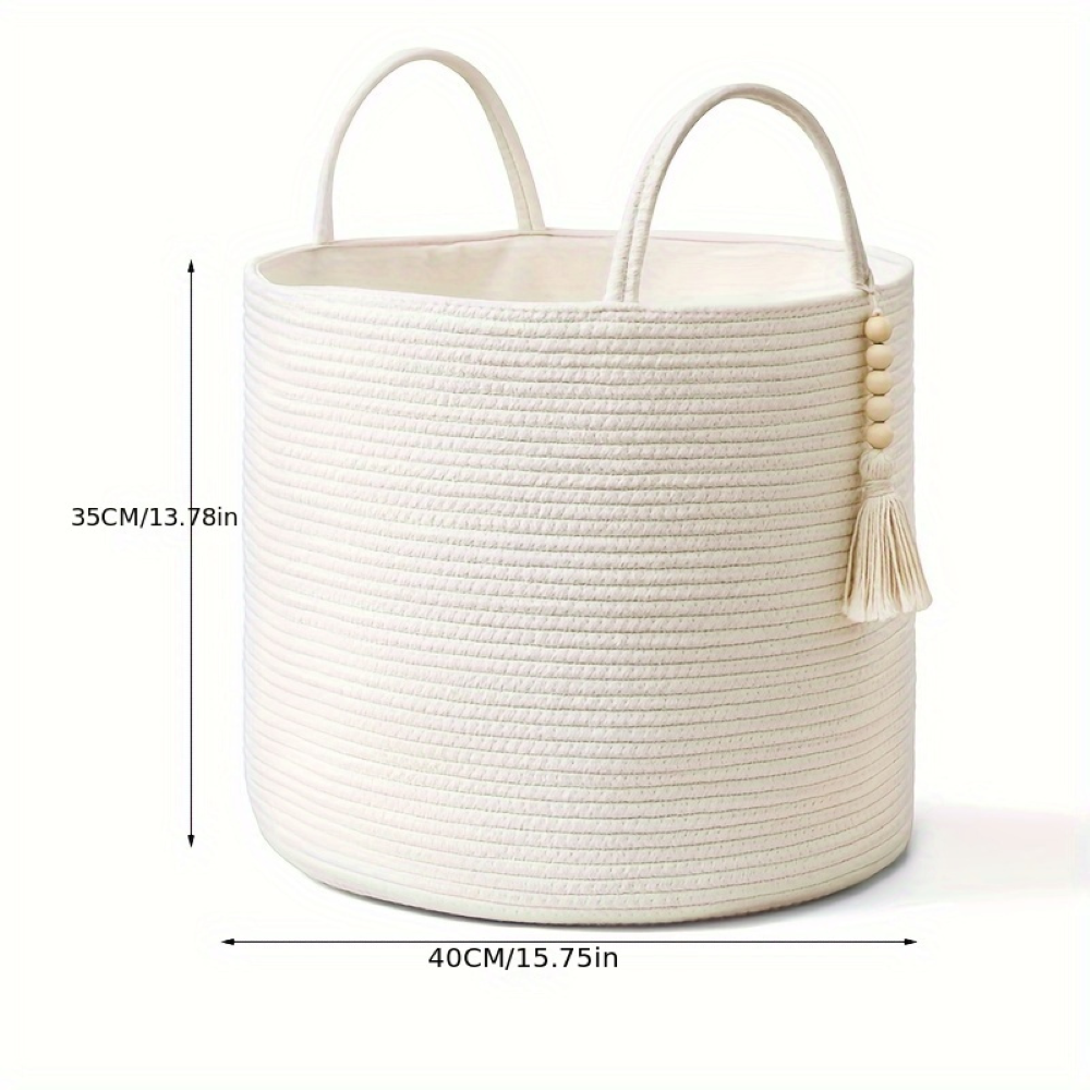 Mireyana – Macramé Katoenen Opbergmand 40x35 cm Gevlochten Wasmand