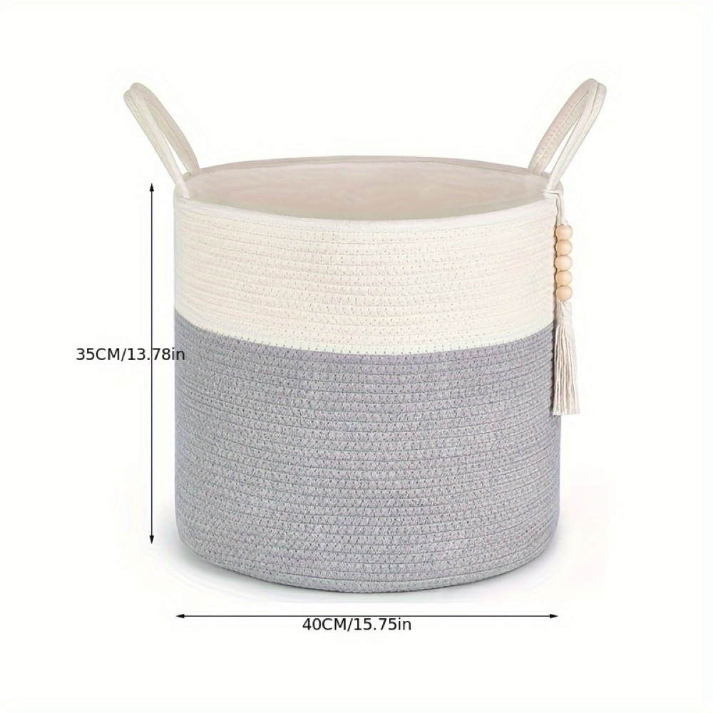 Mireyana – Macramé Katoenen Opbergmand 40x35 cm Gevlochten Wasmand