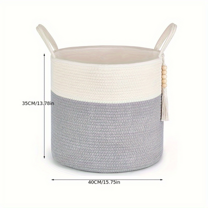 Mireyana – Macramé Katoenen Opbergmand 40x35 cm Gevlochten Wasmand