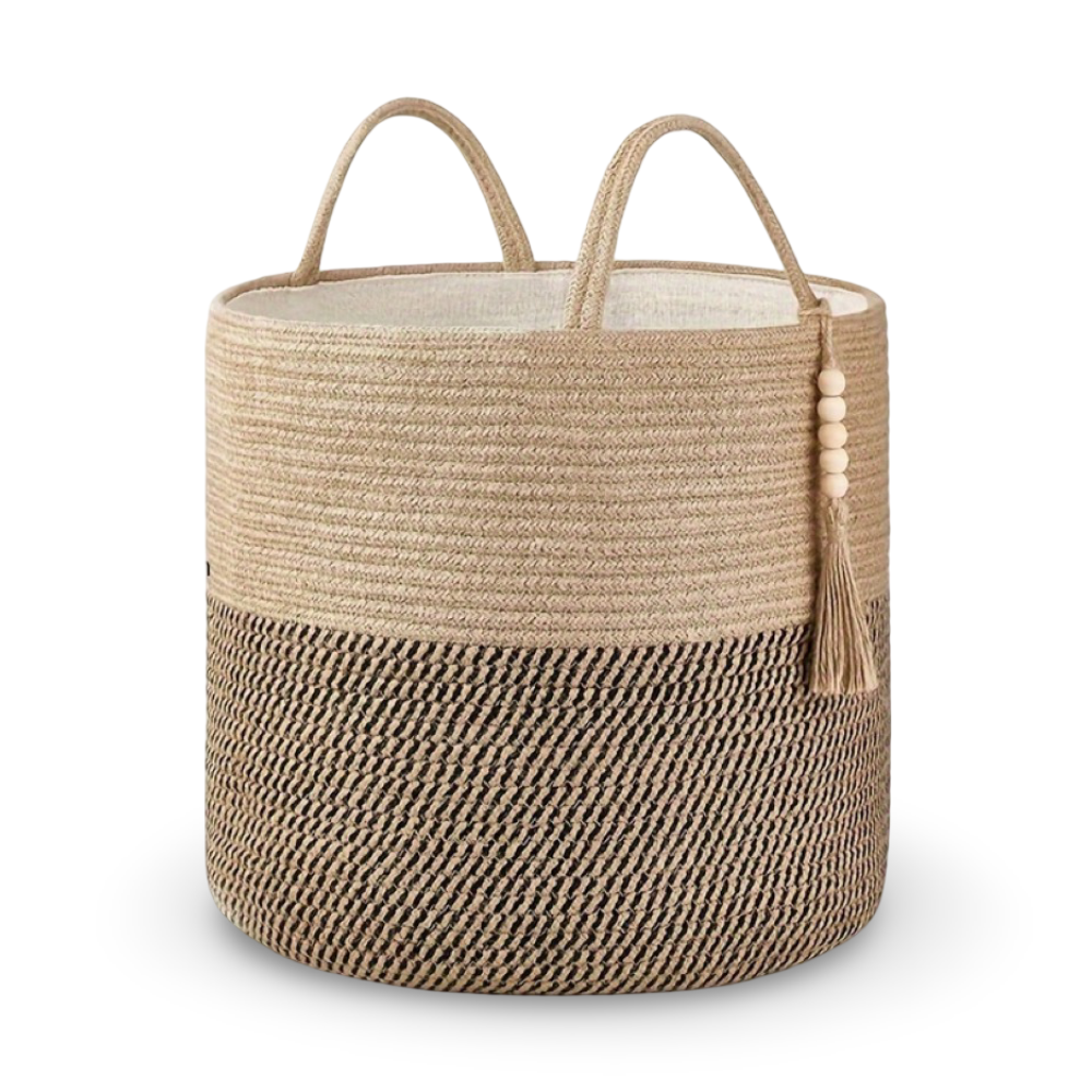 Mireyana – Macramé Katoenen Opbergmand 40x35 cm Gevlochten Wasmand