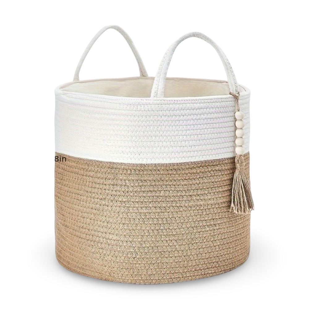 Mireyana – Macramé Katoenen Opbergmand 40x35 cm Gevlochten Wasmand
