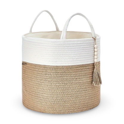 Mireyana – Macramé Katoenen Opbergmand 40x35 cm Gevlochten Wasmand