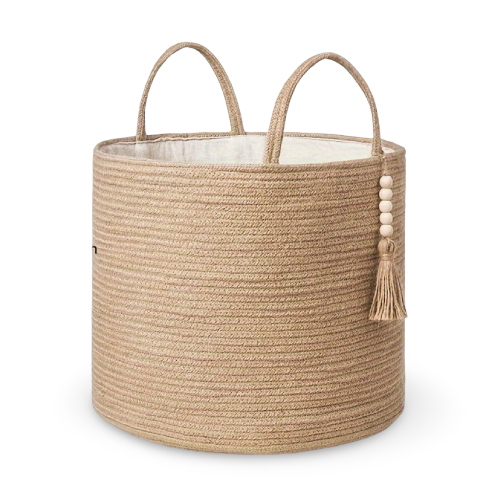 Mireyana – Macramé Katoenen Opbergmand 40x35 cm Gevlochten Wasmand