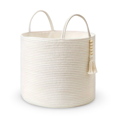 Mireyana – Macramé Katoenen Opbergmand 40x35 cm Gevlochten Wasmand