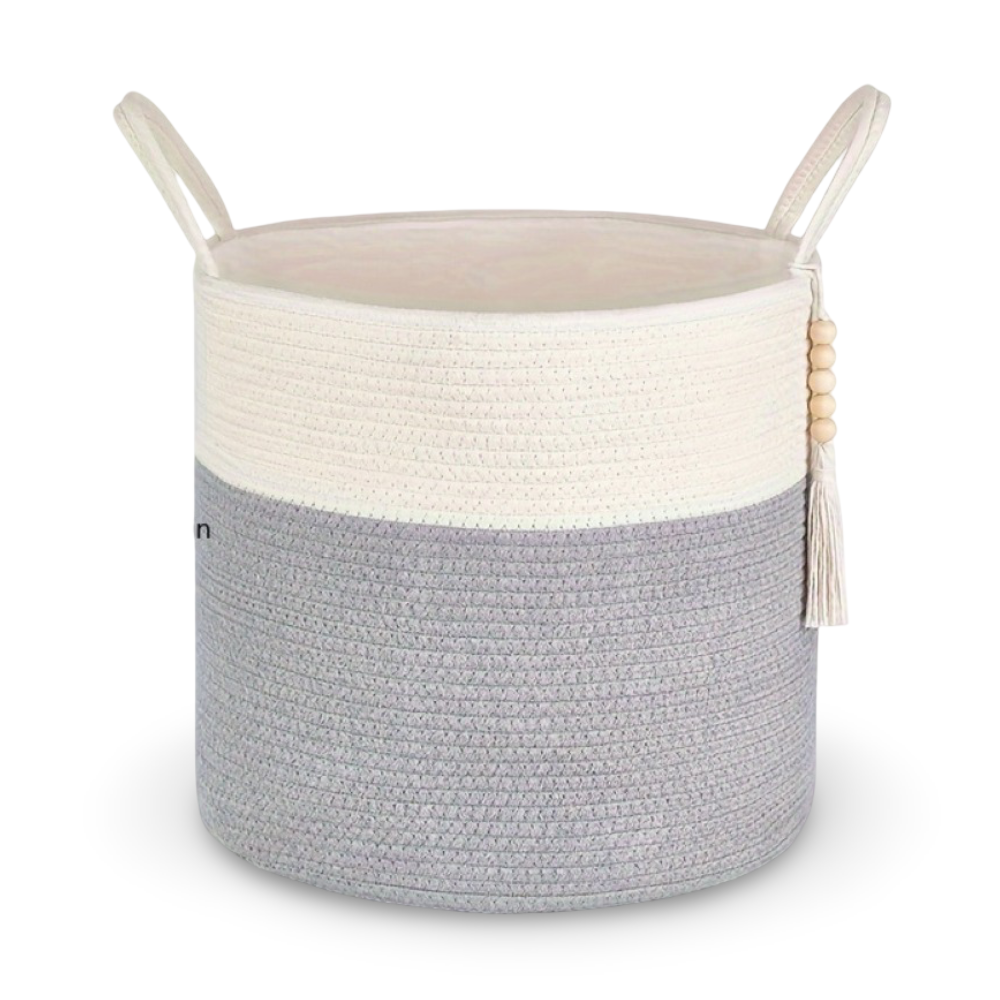 Mireyana – Macramé Katoenen Opbergmand 40x35 cm Gevlochten Wasmand